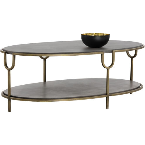 Arya 51 X 31.5 inch Grey / Antique Brass Coffee Table